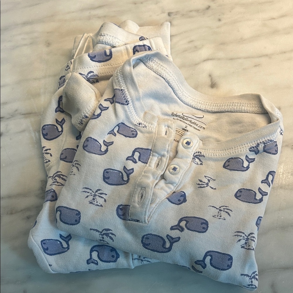 Blue Whale Print Baby Onesie